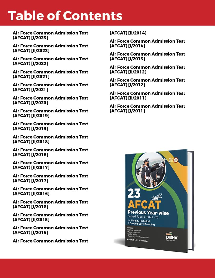 23 AFCAT Previous Year-wise Solved Papers (2023 - 11) for Flying Technical & Ground Duty Branches 6th Edition | Previous Year Questions PYQs | Air Force Common Admission Test