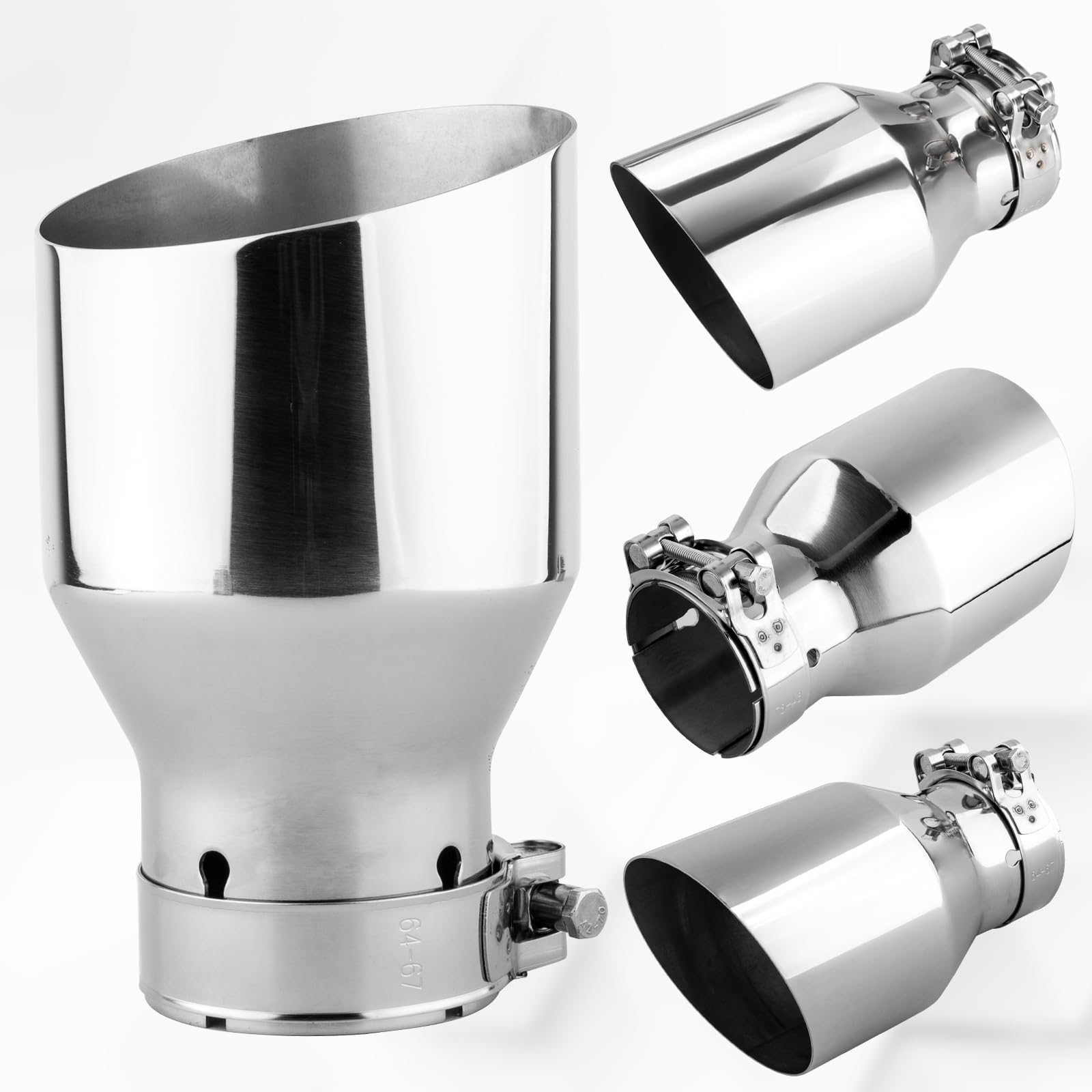 Catekro 2 Pezzi 63mm/2.5" Terminale Scarico Auto Universale, 170 mm di Lunghezza Uscita Scarico in Acciaio Inox Tubo Terminale Marmitta Sportivo per Auto Camion SUV Argento | 170 mm di Lunghezza Uscita Scarico Tubo Terminale Marmitta Sportivo per Auto Cam