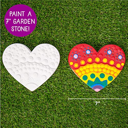 Image of Creative Roots Mosaic Heart Stepping Stone, Includes 7-Inch Ceramic Stepping Stone & 6 Vibrant Paints, Mosaic Stepping Stone Kit, Paint Your Own, DIY Stepping Stone Kit for Kids Ages 8+