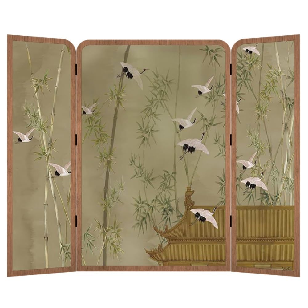 Room Divider Screens Home Retro Solid Wood Screen Partition Living Room Entrance Shielding Office Hotel Seat Crane Folding