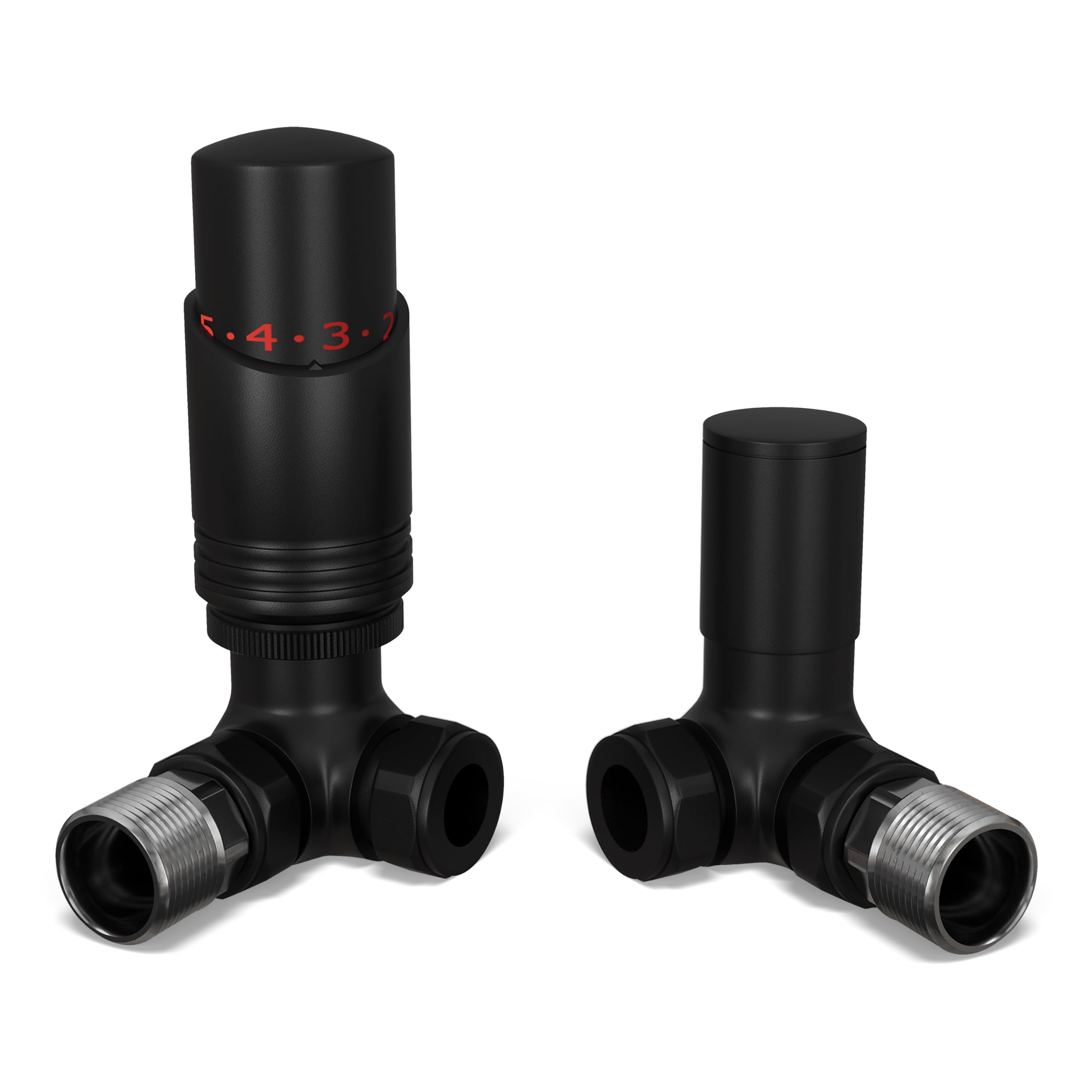 B&Q -  Thermostatic Radiator Valve Set Trv Corner With Lockshield 15mmModern Style Black Talus Bold