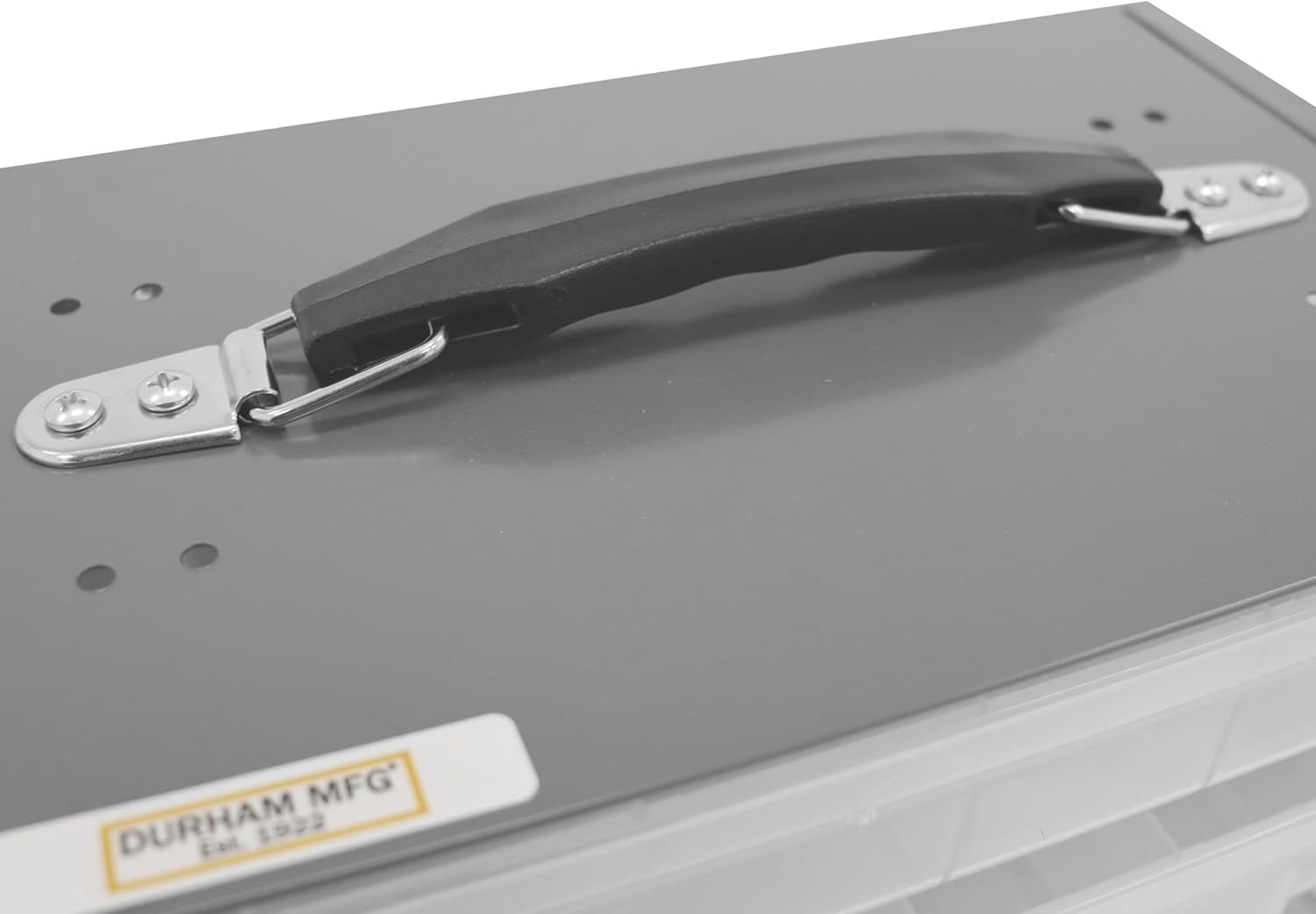 Durham 291-95 Gray Cold Rolled Steel Rack for 5 Large Plastic Compartment Boxes, 13-1/2" Width x 13-1/4" Height x 9-1/8" Depth