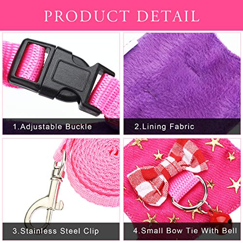 4 Pieces Small Pet Harness Vest and Leash Set with Cute Bowknot and Safe Bell Decor Chest Strap Harness for Outdoor… - Image 4