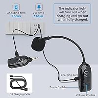 Vista 7 de Auriculares de micrófono inalámbrico 2.4G, micrófono inalámbrico UHF y micrófono de mano 2 en 1, rango de 165 pies, conectores de 0.138 in y 0.250