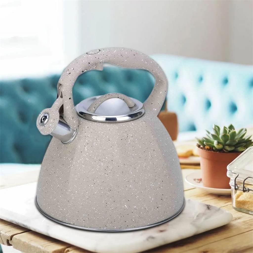 3 L Teapot For Stove Top Stainless Steel Whistle Teapot Hot Water Quick Boil With Heat Resistant Handle(D)