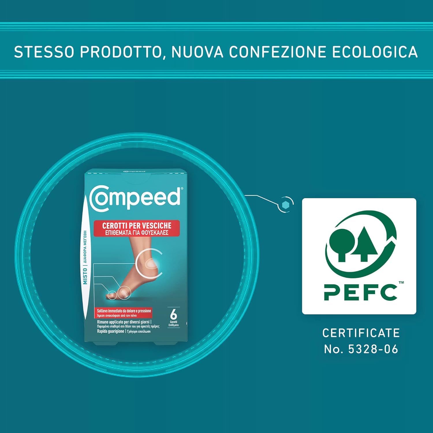 COMPEED Cerotti per vesciche. Lunga durata e resistenti all'acqua- Pack misto, 6 Cerotti. Pack 100% plastic free
