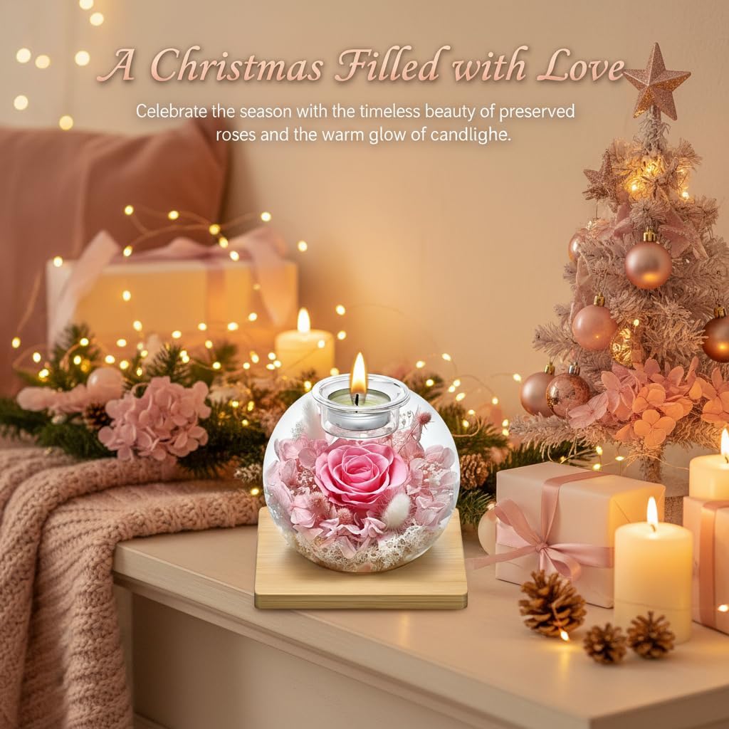 Birthday Gifts for Women,Eternal Preserved Real Rose with Scented Candle (Bergamot9Pcs+Rose9Pcs),Preserved Rose in Glass Dome, Christmas Valentine Mothers Day Gifts for Her Mom Girlfriend,Home Decor - Image 4