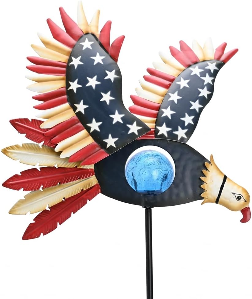 TERESA'S COLLECTIONS 4th of July Patriotic Decorations, Memorial Day 250th Anniversary Flying Eagle Solar Lights Metal Garden Stake, Outdoor Yard Art Lawn Patio Decor