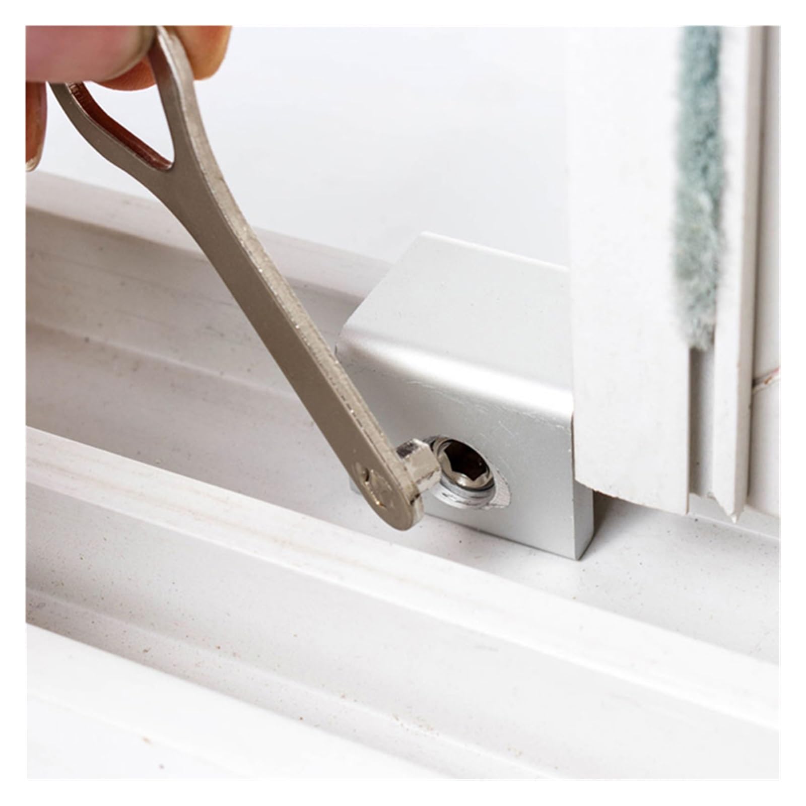 Butée de fenêtre, Serrure de fenêtre coulissante 1/10 en alliage d'aluminium argenté avec clés(1pcs B Type)