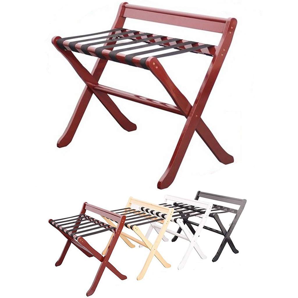 MSHGSKU Folding Luggage Rack Suitcase Stand Wood Luggage Stand Backpacks Rack,Black