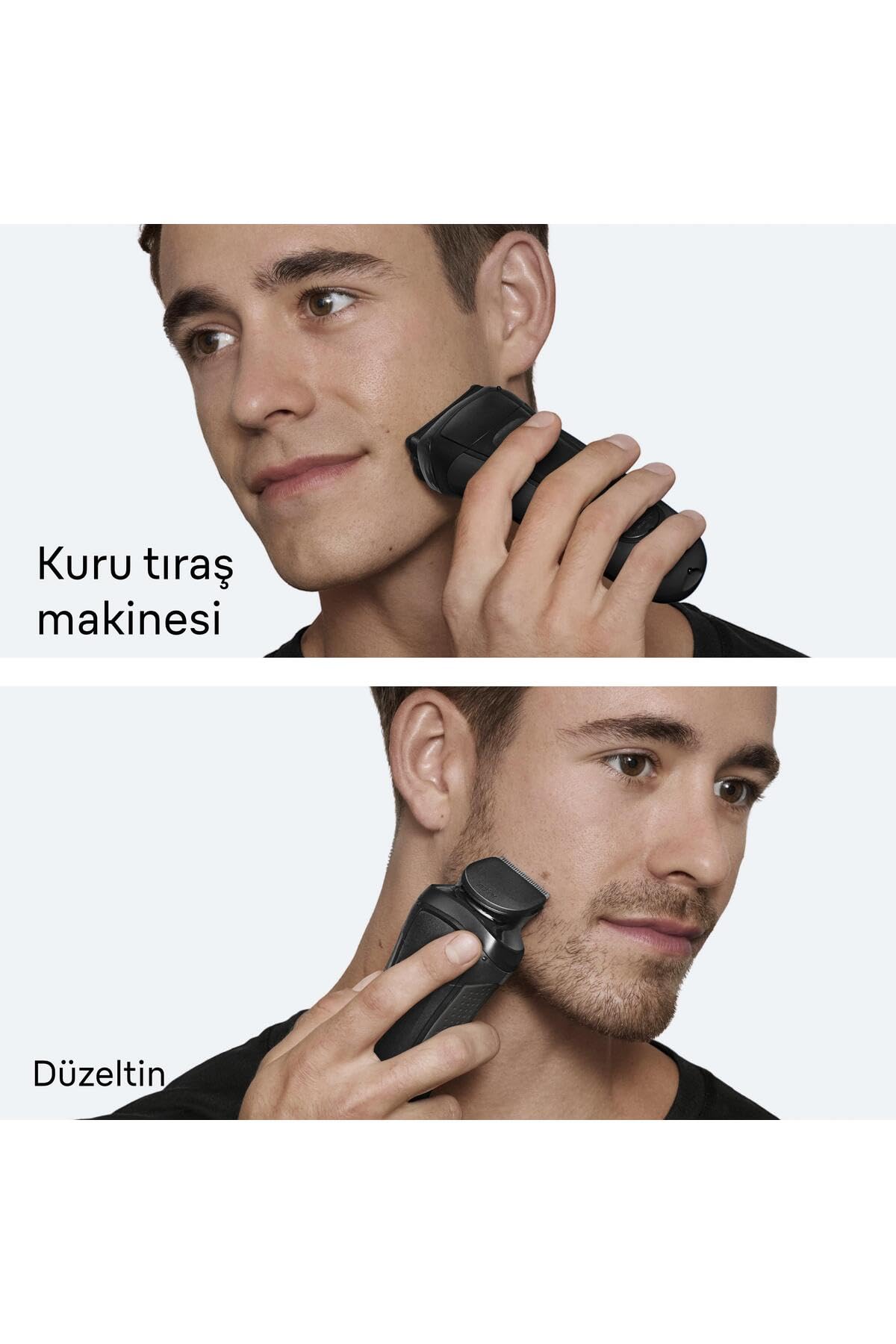 Braun Serie 3 Elektrorasierer, 3 flexible Klingen, MicroComb Hochleistungs-Barttrimmer-Zubehör, Trockenrasierer für Männer, hergestellt aus
