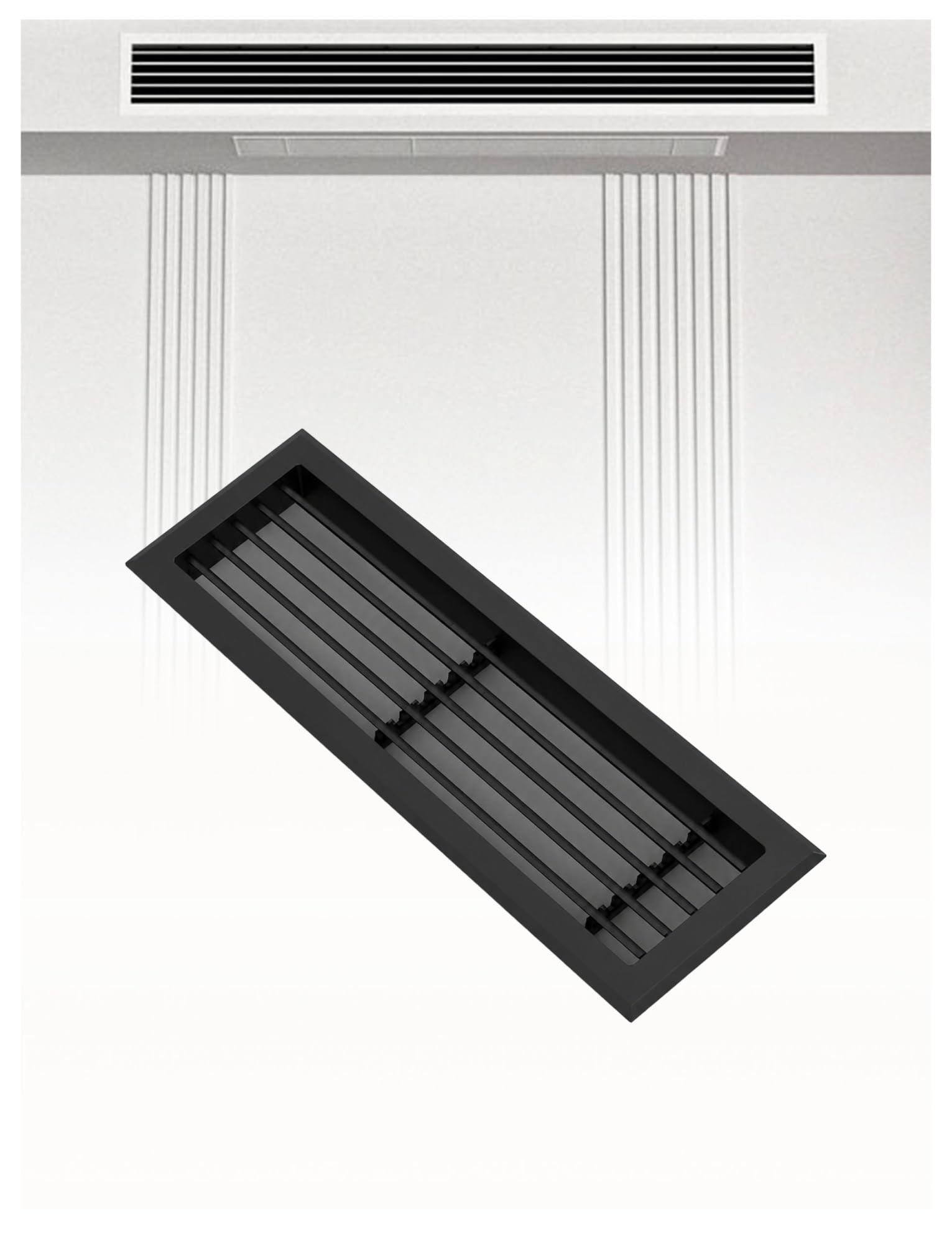Rejilla ventilación ABS, cubierta aire pared techo hogar(Black,70x15 cm)