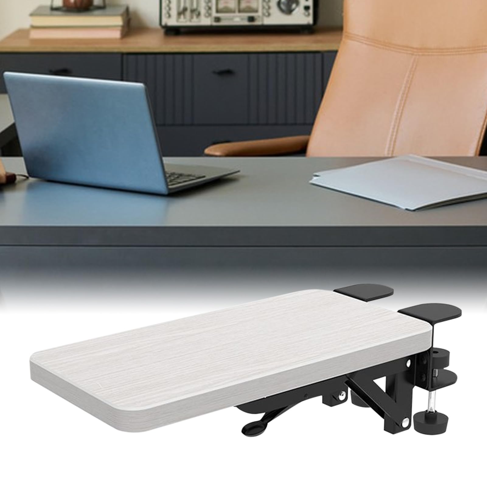 Supporto Braccio Da Scrivania Imbottitura Ergonomica A Clip Senza Foratura | Supporto Braccio Pieghevole Con Vassoio Estensibile Per Scrivania Home Office Tavolo Sedia Computer Tastiera Lavoro Stu