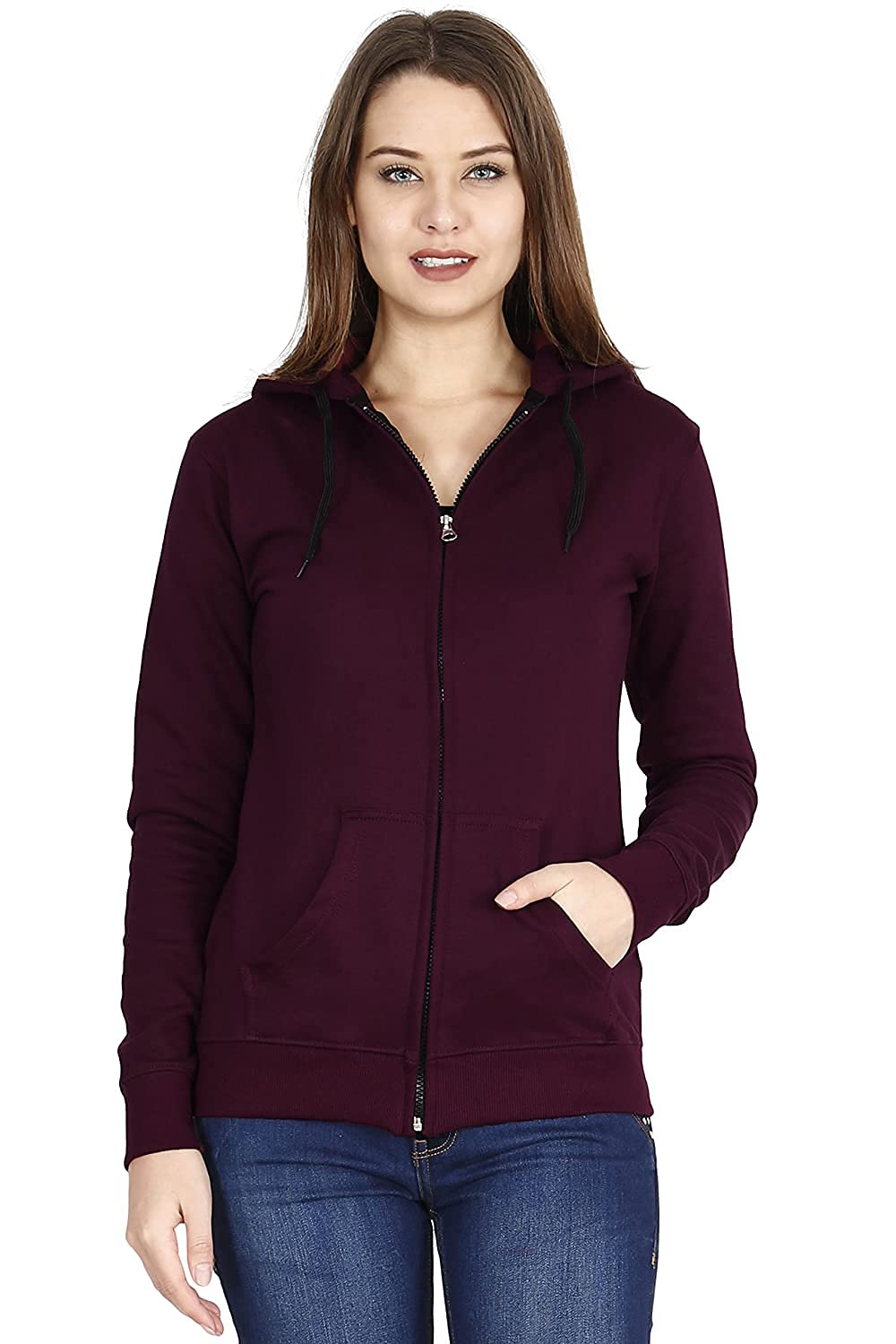 women's cotton zipper solid hoodie for women stylish hoodie