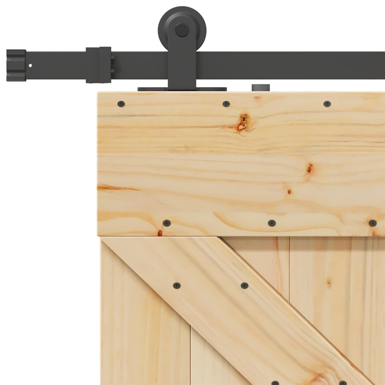 Narvik - Porta scorrevole in legno di pino massiccio con binario in acciaio verniciato a polvere, 100 x 210 cm, design salvaspazio, divisorio con meccanismo scorrevole leggero