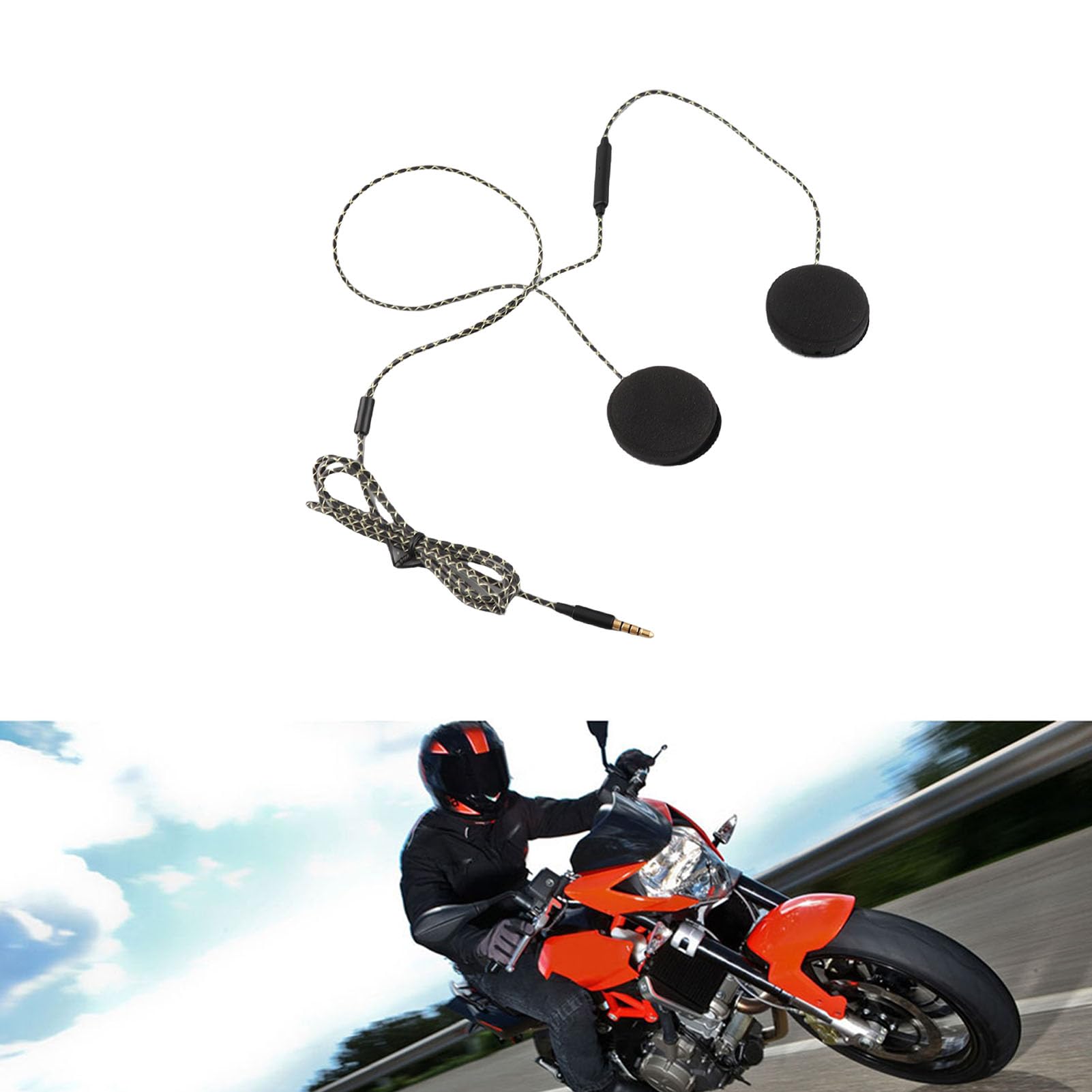 Mono Helmet Speaker - Cuffie per casco moto Cuffie Altoparlanti Supporto chiamata a mani libere Cuffie cablate Casco interfono per motociclette Auricolare Stereo per Ios Android