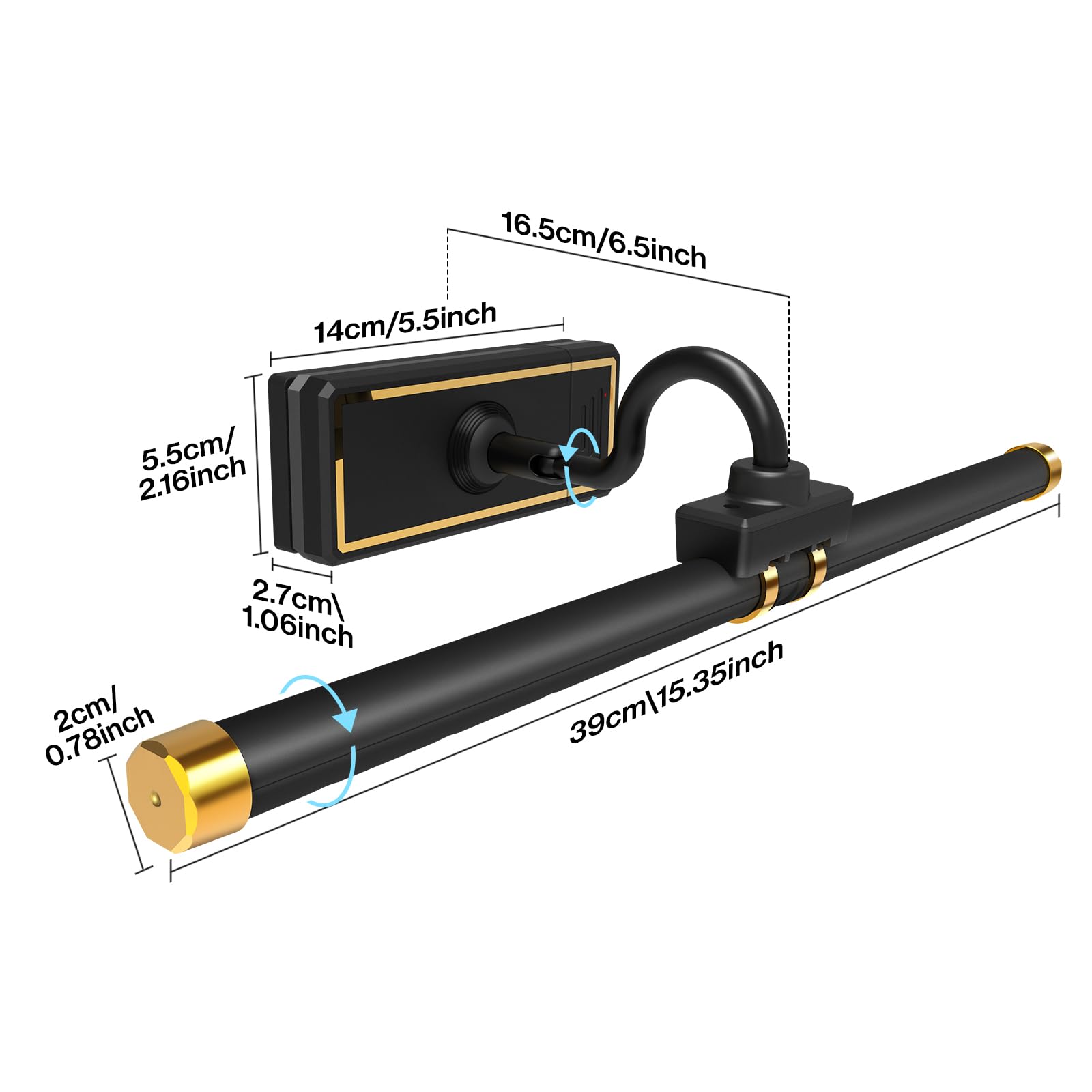 Luce per quadri senza fili con telecomando, applique a LED a batteria staccabile senza fili con timer dimmer, testa di luce ruotabile da 16 pollici per dipingere ritratti artistici