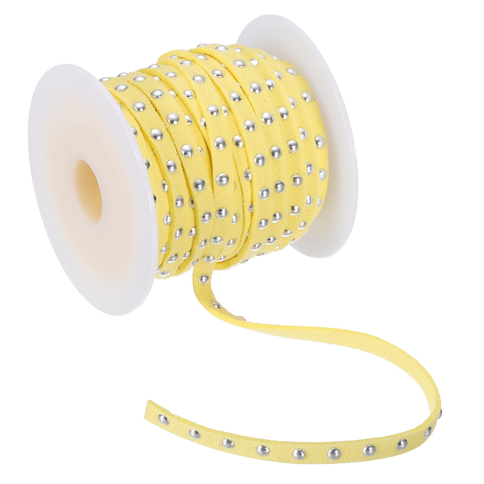 PATIKIL 32.8ft Studded Faux Suede Cord Rope for Jewelry Making 5mm Micro Fibre Flat Leather Lace Beading String Ribbon with Rivets