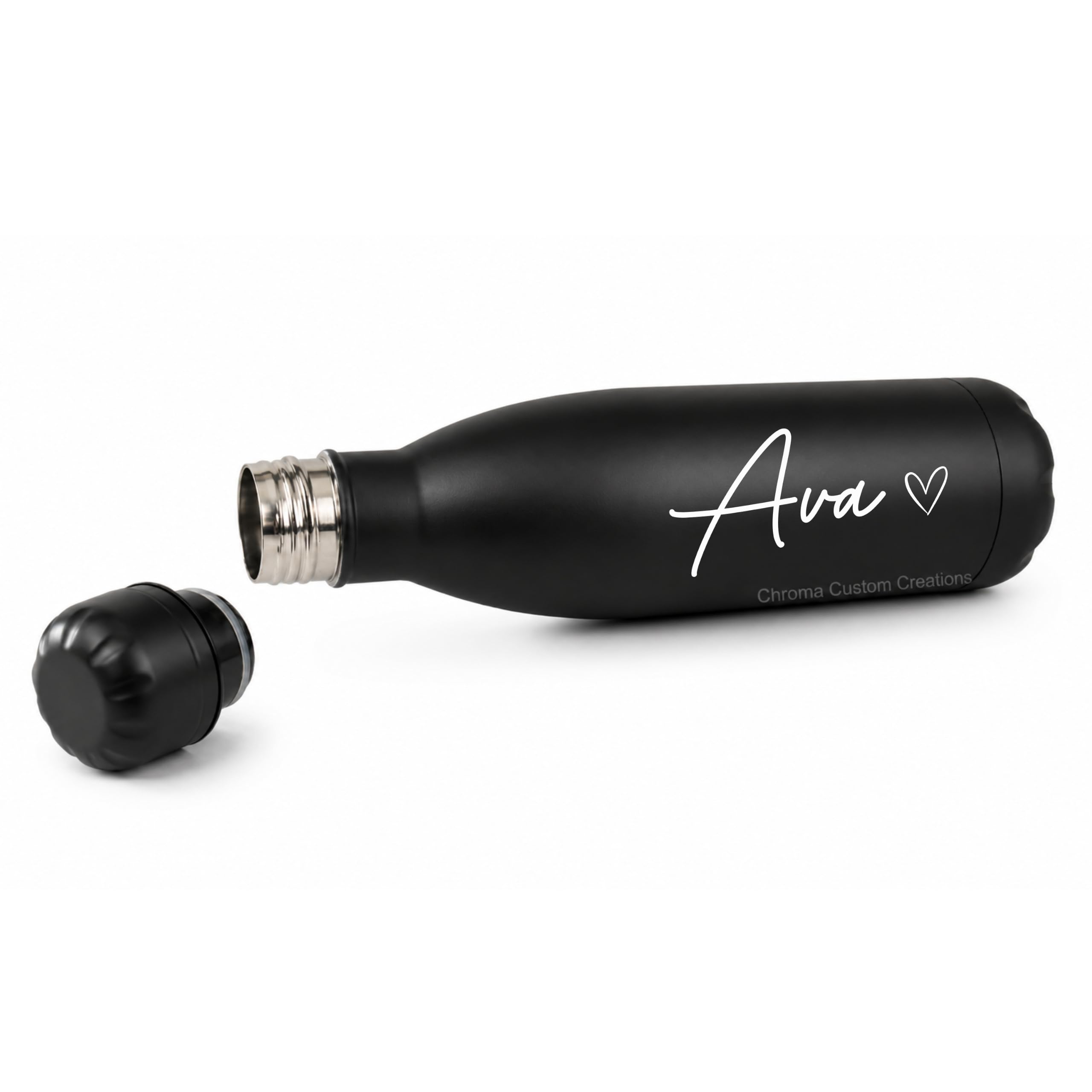 Personalised Water Bottle Stainless Steel Thermal Bottle Custom Name Insulated Flask Leakproof Reusable Bottle for Hot and Cold Drinks 500ml (Black) โ image 1