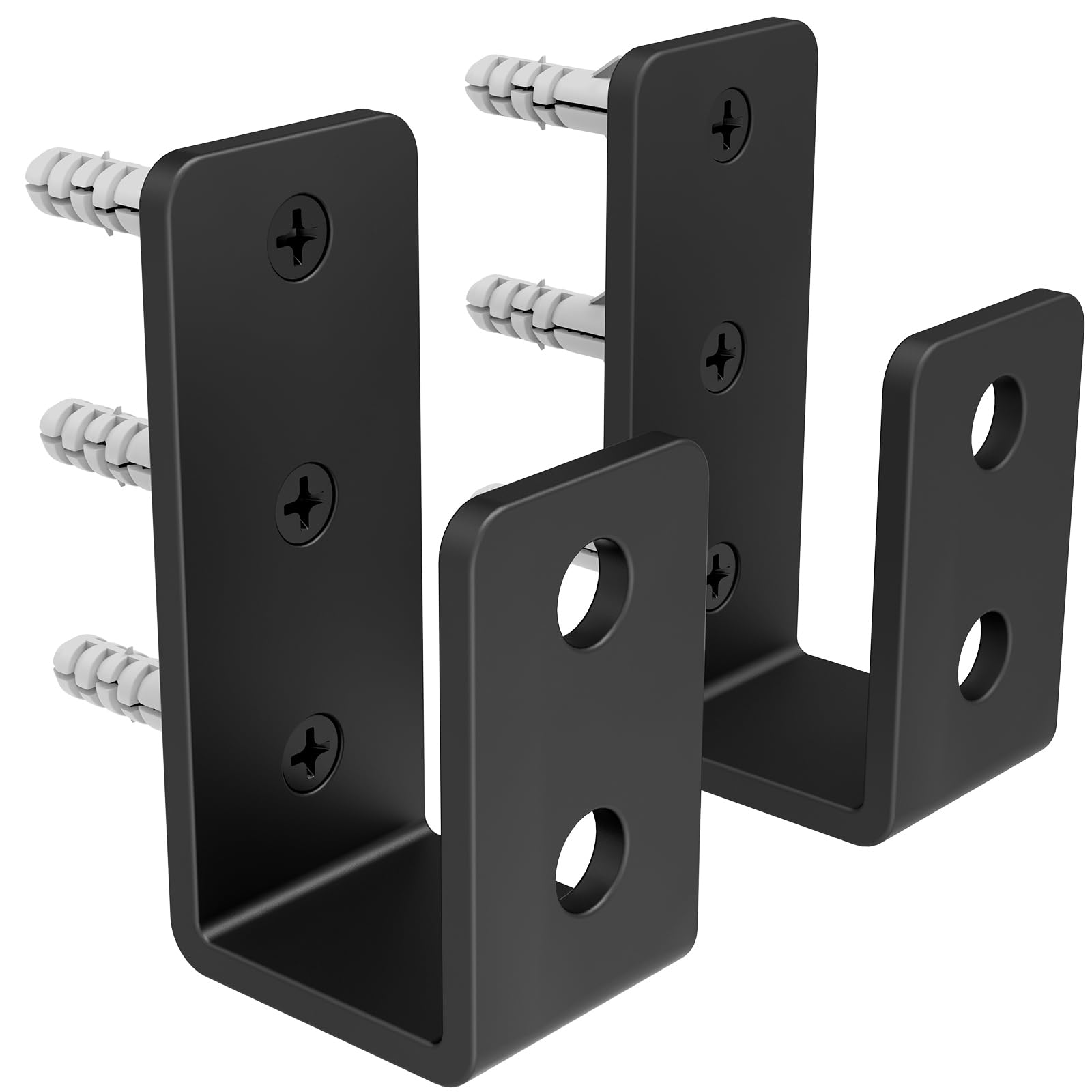 KOMOHOM 2x4 Door Barricade Brackets for Wood, U-Shaped Security Brackets for Door Reinforcement, Industrial Metal U Bracket for Shed, Gate & Basement Hardware (2x4 Lumber Lock) 3mm Black — image 1
