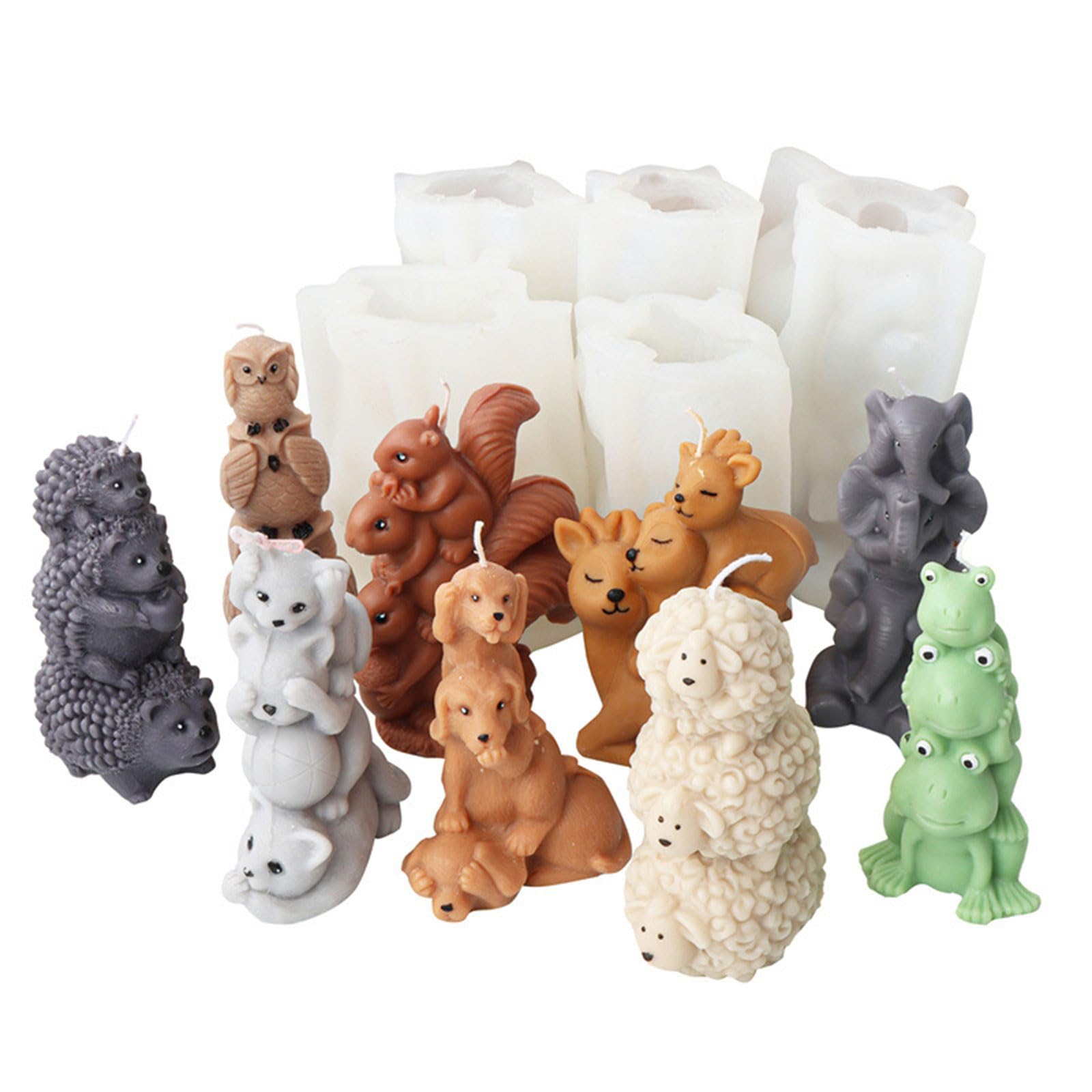 Moule à gâteau en forme d ' animal, chocolat, 3D empilé, Golden, éléphant, chaton, artisanat amusant, en résine de Silicone, moule à bougie en forme d ' animal mignon, bougie familiale, de en