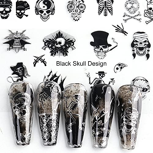 25 Sheets Halloween Water Transfer Nail Stickers Nail Art Stickers Decals,10 Sheets Punk Skull Nail Foil Transfer Stickers,Grimace Skull Eye Spider Nail Art Diy Decals For Halloween Party(35 Sheets) #TOP3