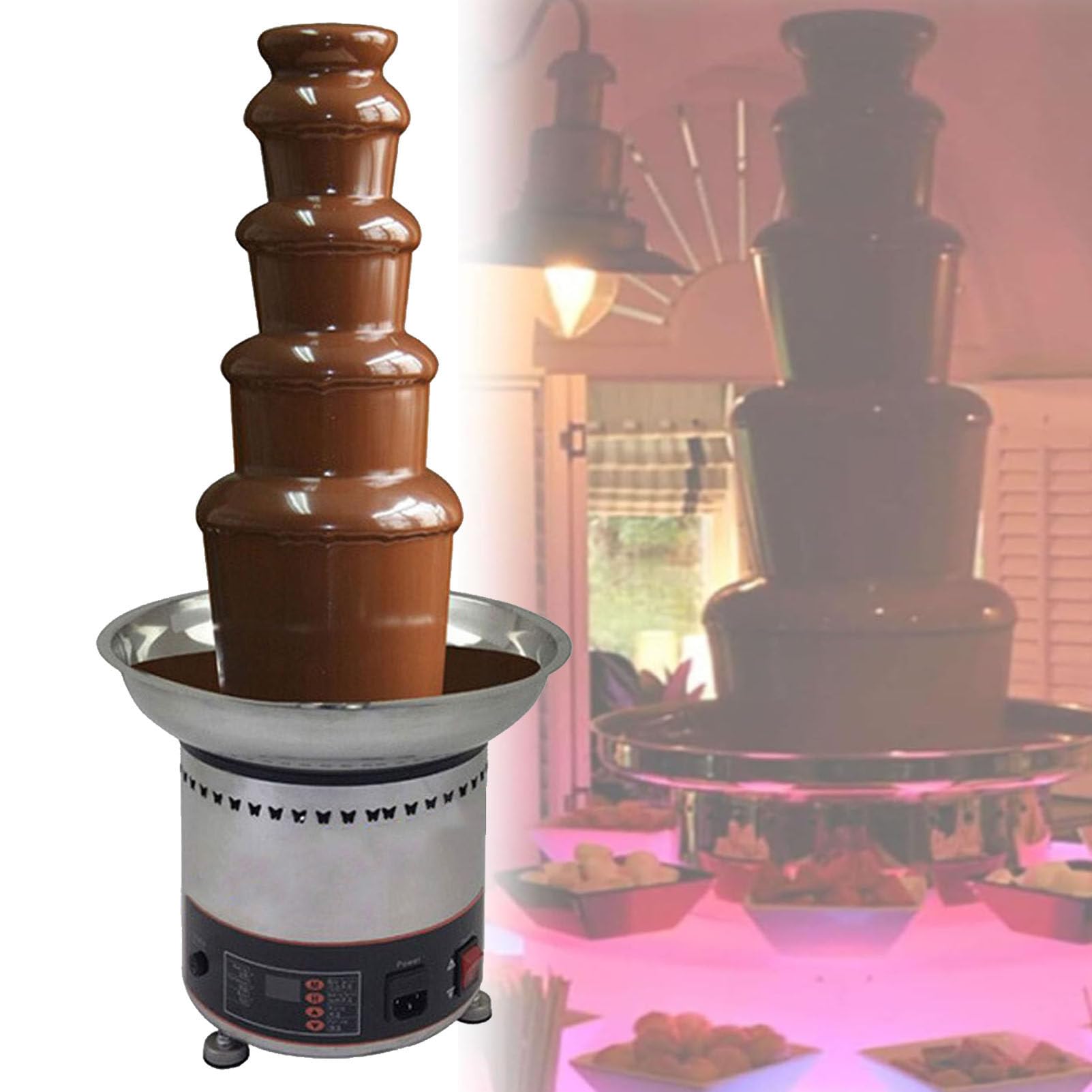 ASerZenith 4/5/6/7 Tier Electric Chocolate Melting Fountain Machine,Large Chocolate Melting Fondue Maker For Party Household Banquet Birthday Christmas,5Tiers
