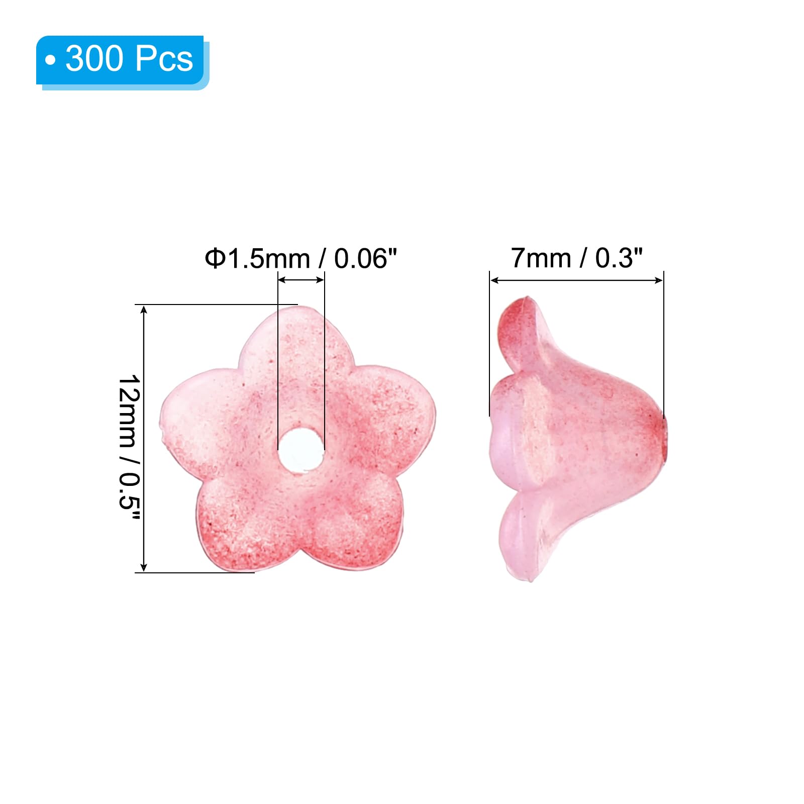 PATIKIL 0.3x0.5 Frosted Flower Beads, 300Pcs Acrylic Trumpet Flower Beads for Bracelets Earrings, Necklaces - Image 2