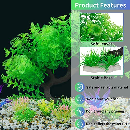 Image of MyLifeUNIT Fish Tank Decorations, 15 Pack Artificial Aquarium Plants Tree Set for Fish Tank Decor (Green Set)