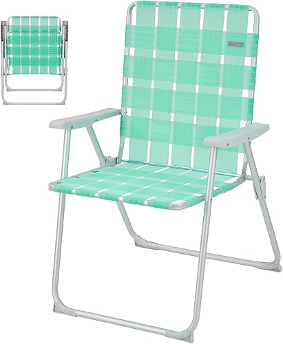 Miniatura 2 de #WEJOY Folding Beach Chair for Adults, Lightweight Beach Chair with Shoulder Straps, High Back Beach Chairs with Hard Armrest, Supports 300lbs for