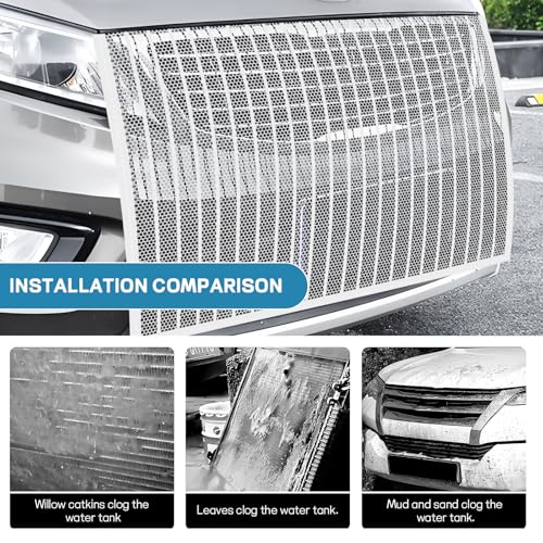 Image of Wuyaoyao Car Grille Protection Net, 39.4 inchx31.5 inch High-Density Front Grill Air Intake Mesh Dustproof Net with Hooks, Car Grill Mesh Blocks Stones Leaves Dirt, Universal Car Accessories (Regular: White)