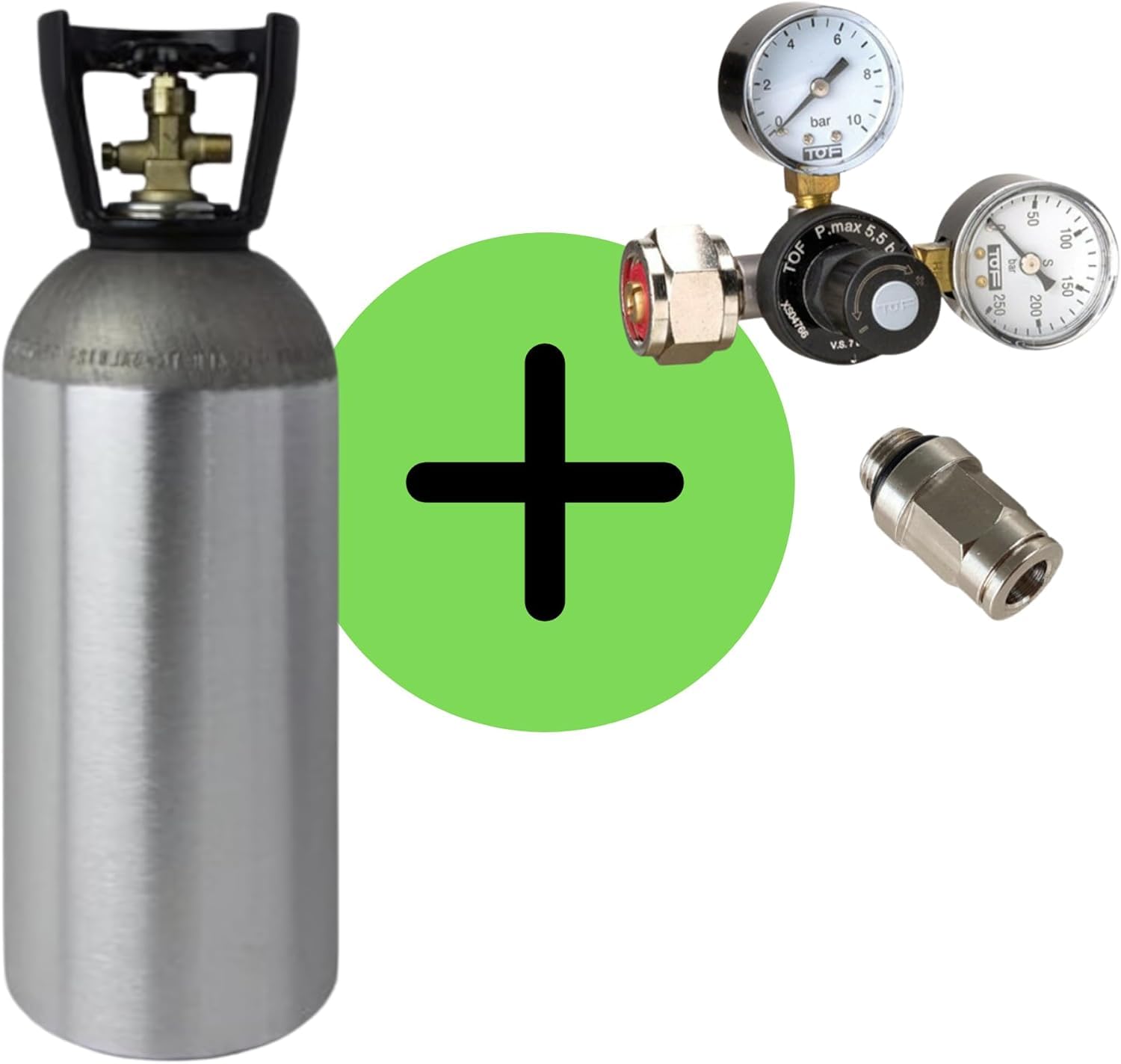 Reduktor ciśnienia CO2, w zestawie butelka 2 kg, nadaje się do systemu Quooker, saturatora