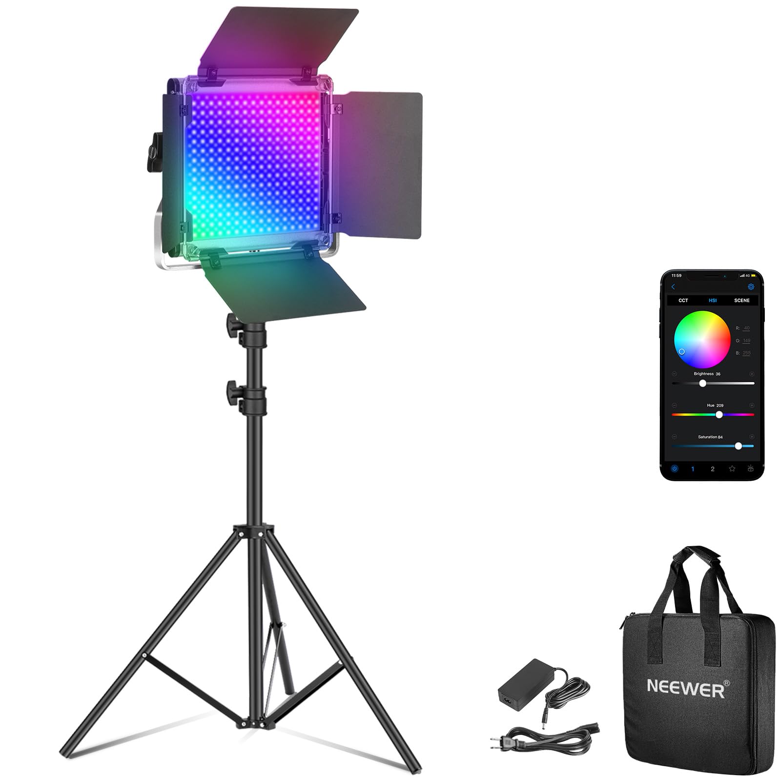 Amazon | NEEWER 660 PRO II RGB LEDビデオライトとスタンドキット