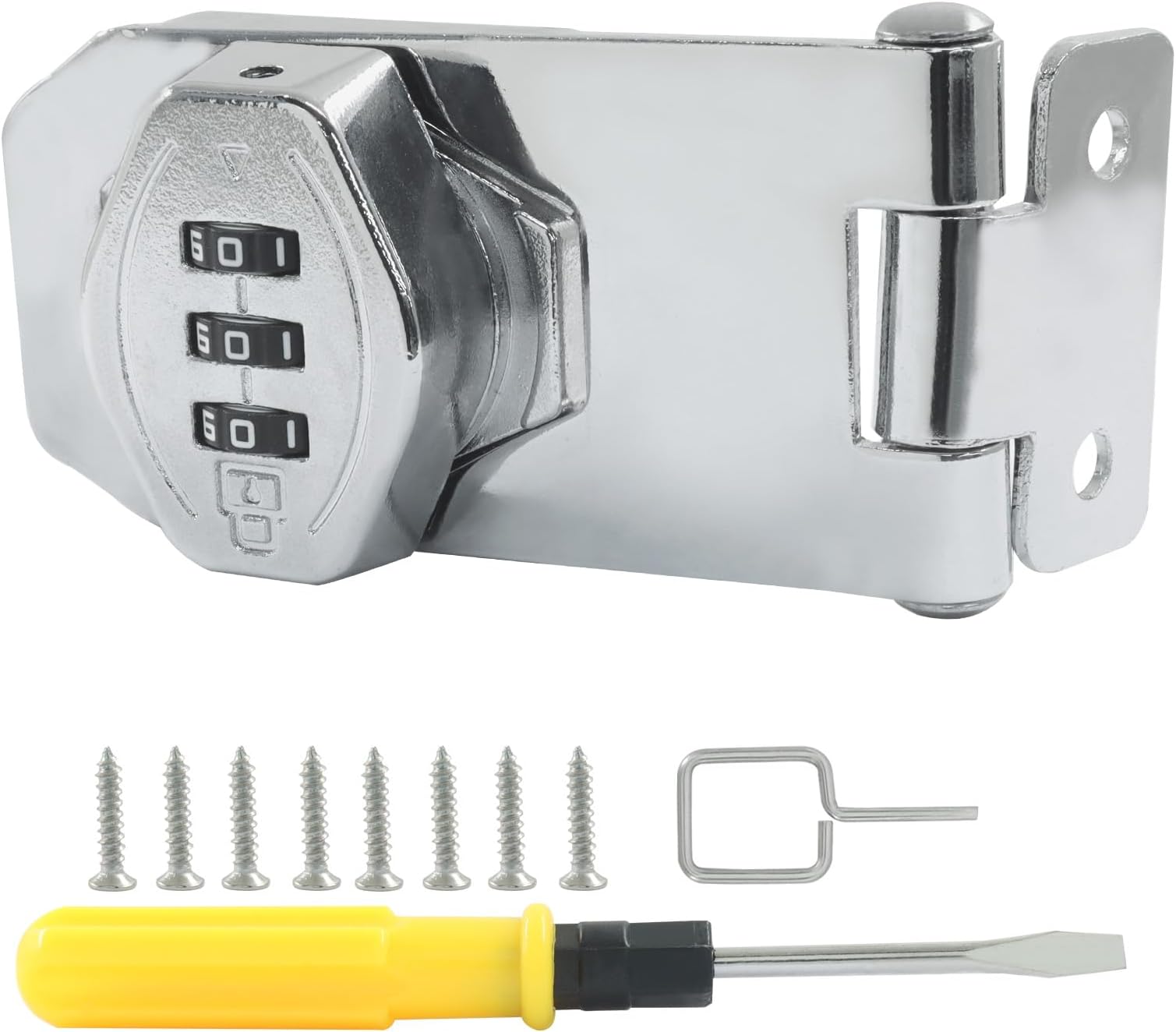 Mechanical Password Rotary Hasp Locks, 3 Digit Keyless Combination Lock for Barn Doors, Shed, Cabinet, Fence, Drawer, Cupboard (Silver, 3 Inch)