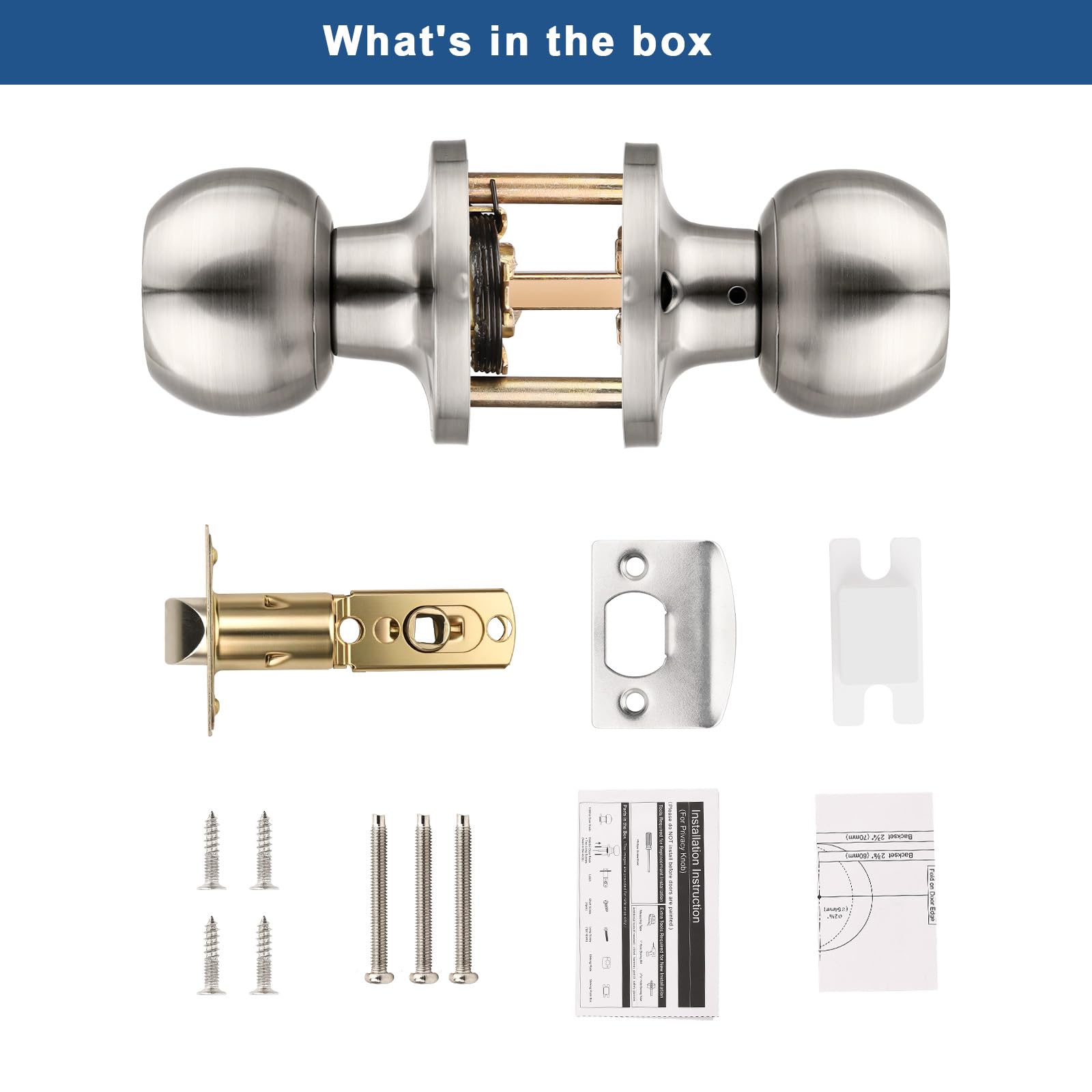 Privacy Door Knobs - 2 Pack Satin Nickel -6 Privacy Door Knobs - 2 Pack Satin Nickel -6