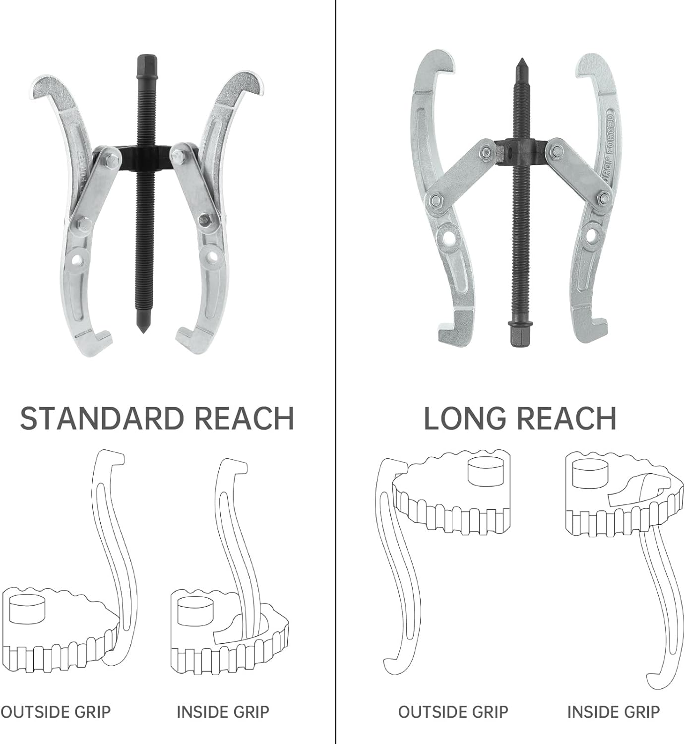 ChgImposs 10 Inch 3-Jaw Gear Puller, 2 Jaw 3 Jaw Puller for Pulley Gears Bearings and Flywheels, Heavy Duty Pulley Puller with Reversible Jaws, High Carbon Steel Removal Tool Bearing Puller Tool