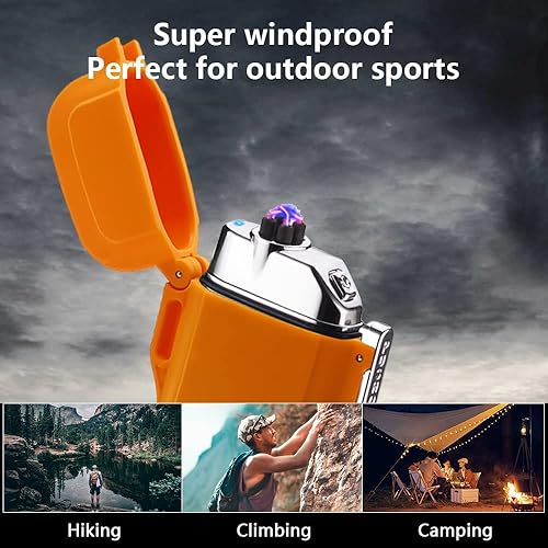 Miniatura 3 de Encendedor eléctrico, encendedor de doble arco impermeable para exteriores, resistente al viento, encendedor USB recargable, encendedor de plasma