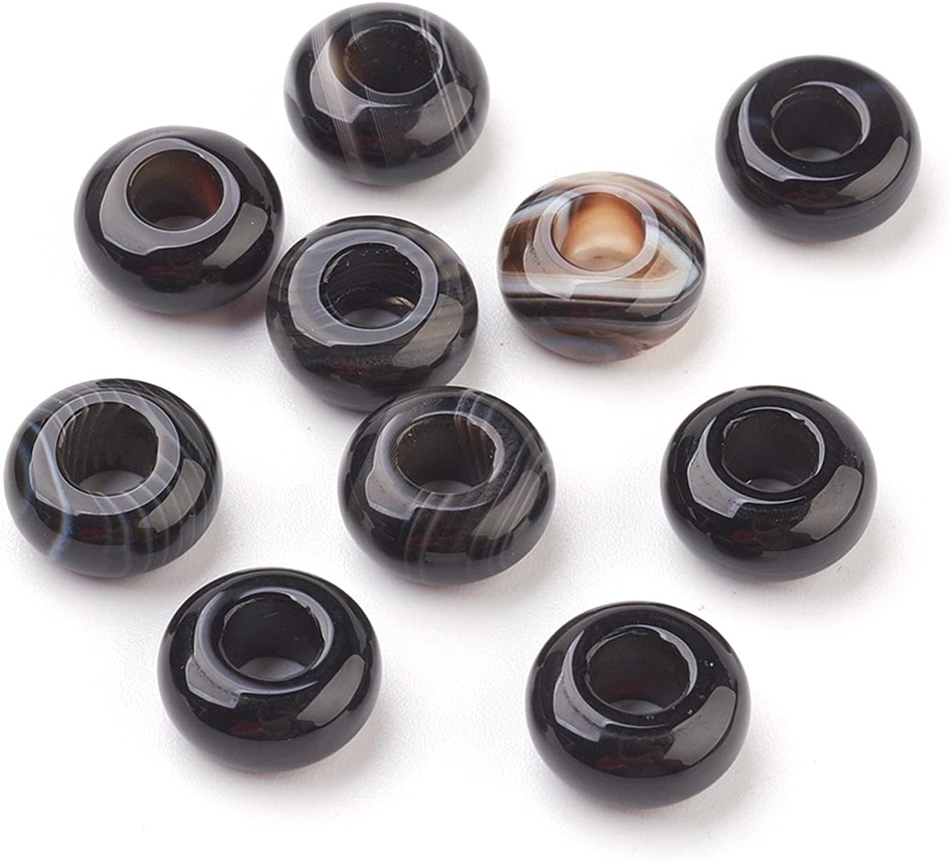 Craftdady 50Pcs Natural Picasso Jasper Gemstone Beads Large Hole Rondelle Energy Healing Chakra European Stone Beads 12x6mm for Leather Bracelet Jewelry Making, 5mm Hole