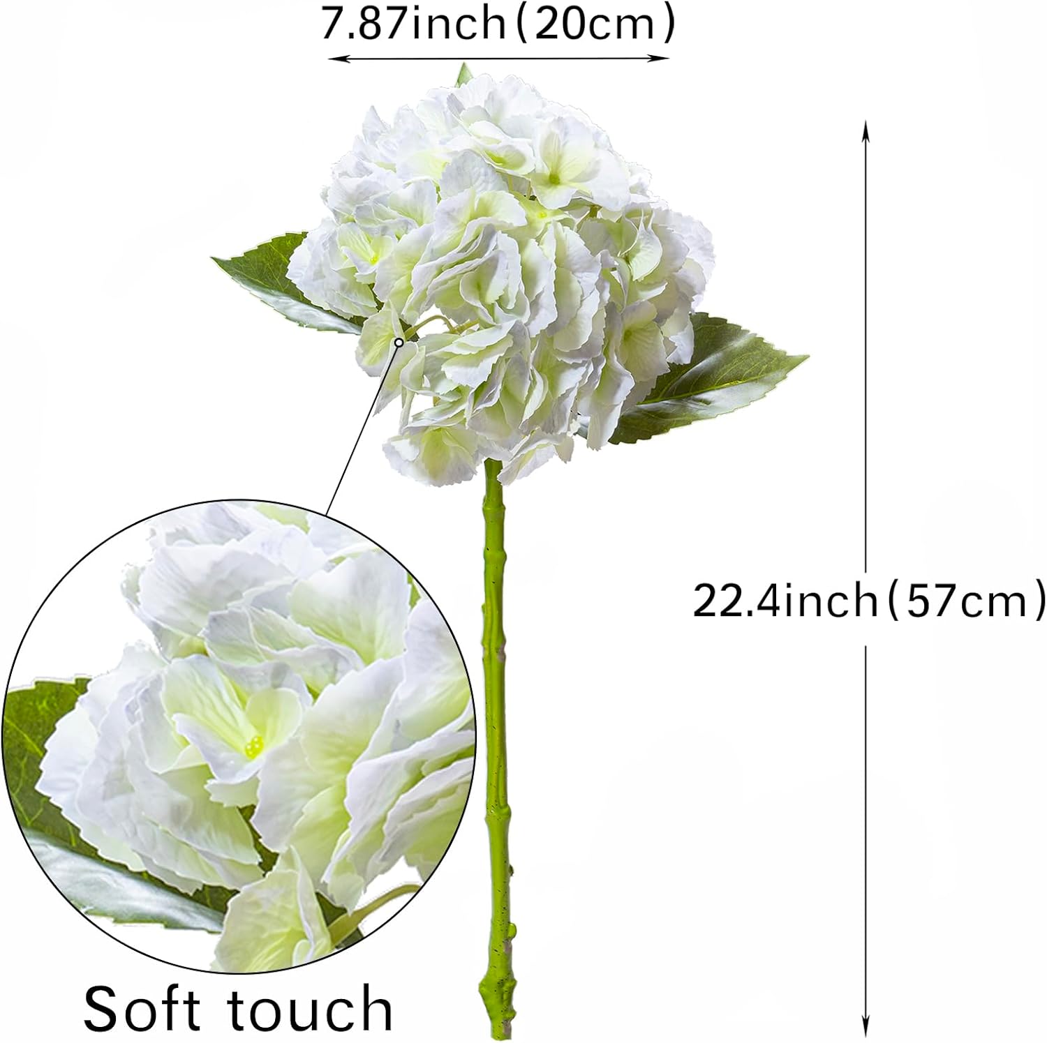 DUYONE 4pcs 22.4'' Realistic Large Artificial Hydrangea Flowers with Long Stem,Lifelike Latex Soft Flowers for Home Decor Wedding Arrangements Party Living Room Bouquets