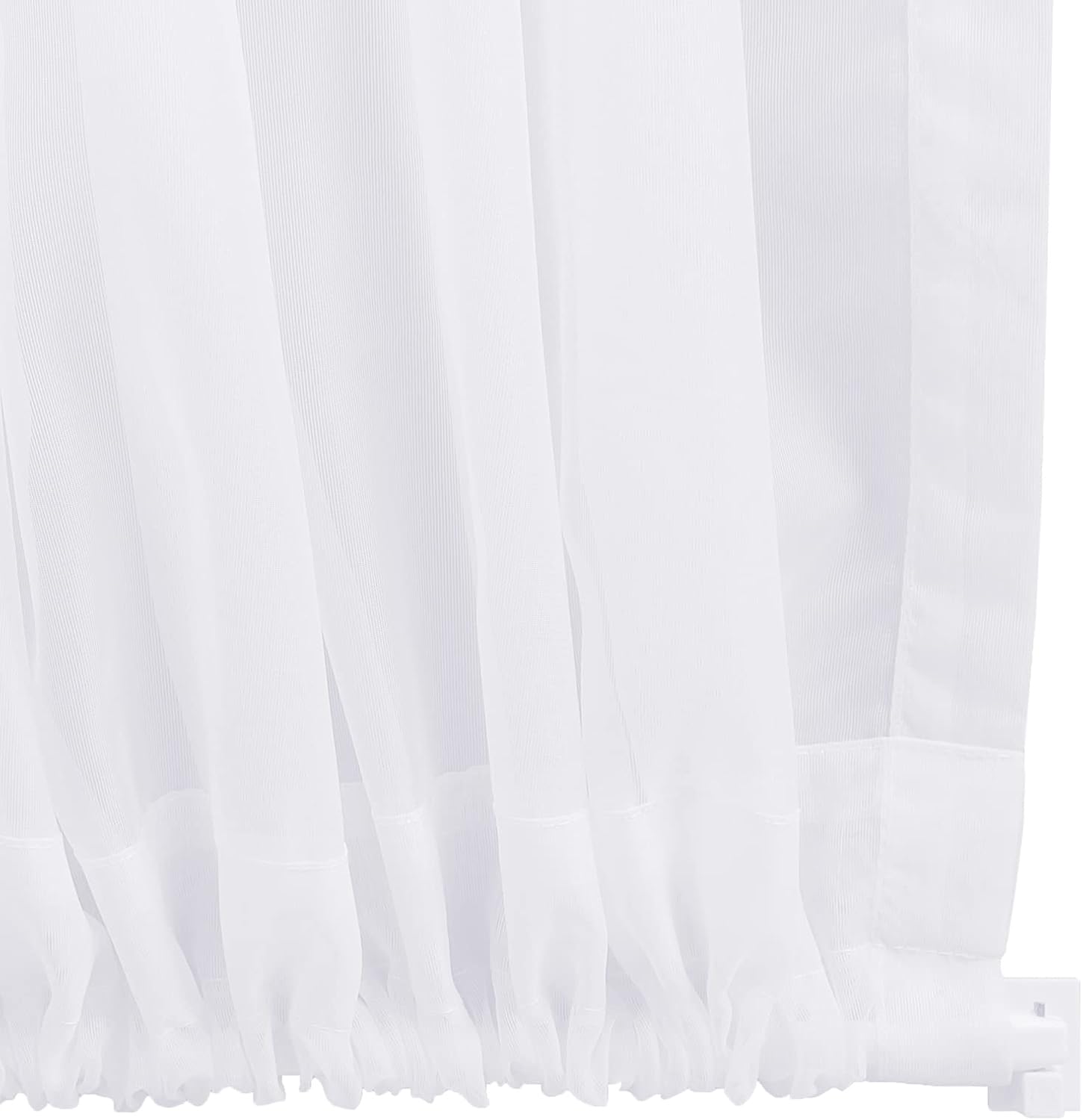 White Sheer Polyester Rod Pocket French Door Curtains