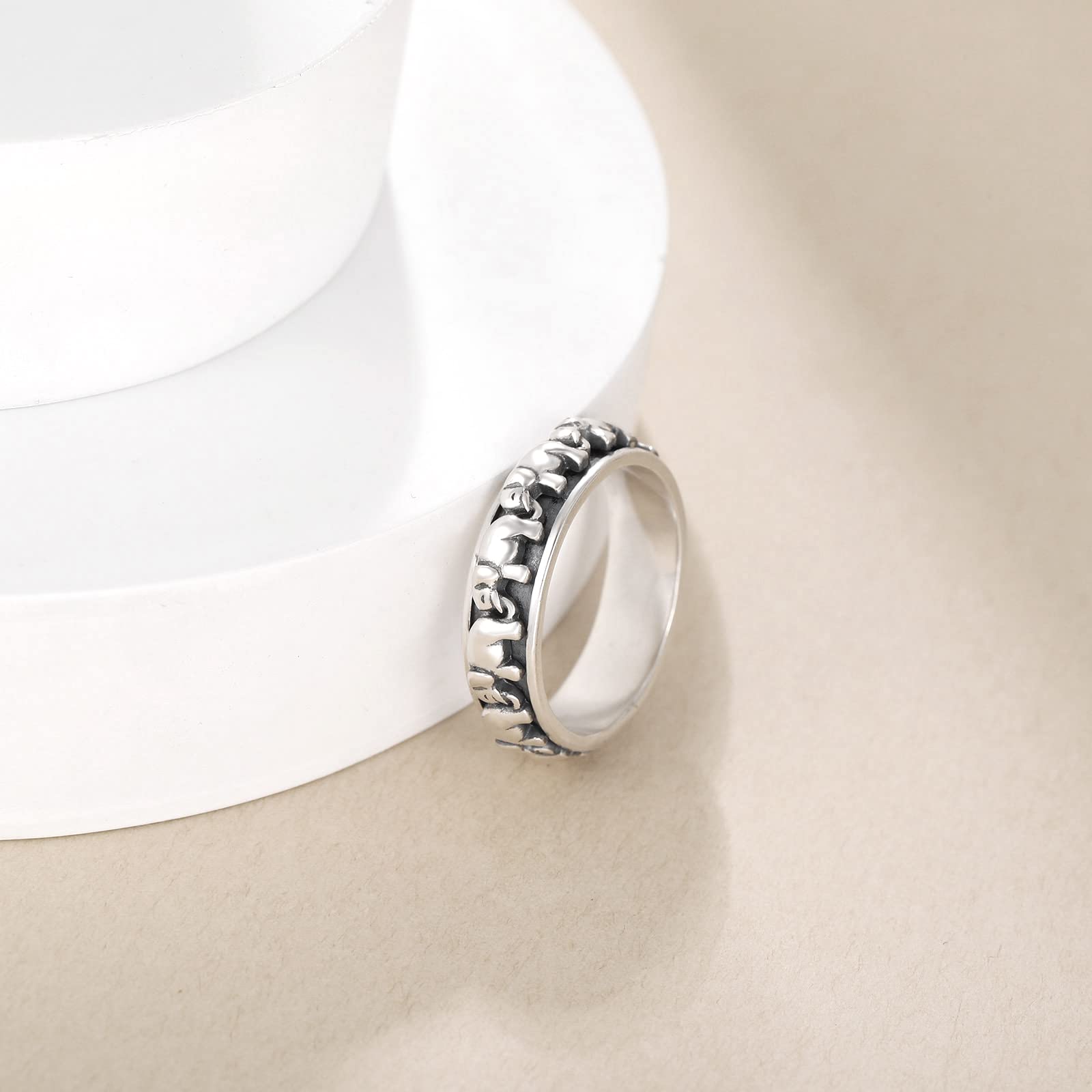 Fidget Ring Silber 925 Spinner Ring für Angst Frauen Stressabbau Elefanten Schmuck Geschenke für Frauen