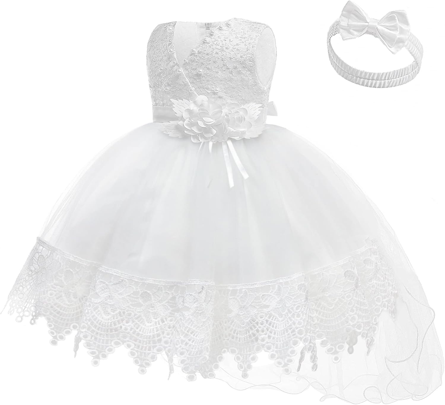 Baby Toddler Lace Dress Girls First Baptism Elegant Embroidery Wedding Party Flower Bridesmaid Dresses Up