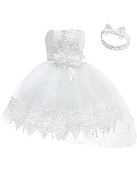 Baby Toddler Lace Dress Girls First Baptism Elegant Embroidery Wedding Party Flower Bridesmaid Dresses Up