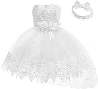 Amazon.com: Baby Toddler Lace Dress Girls First Baptism Elegant ...