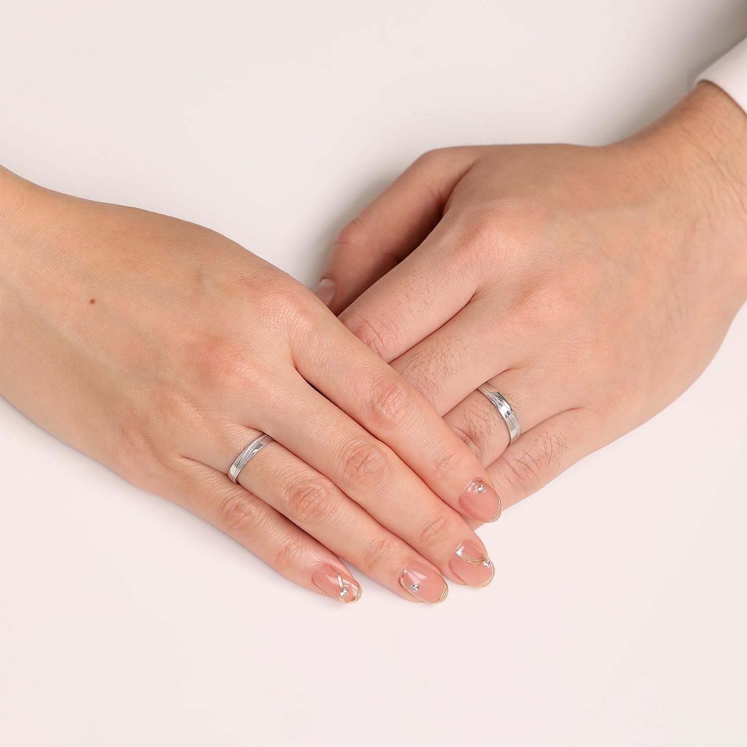 Meissa Alianzas Anillos de Pareja Plata de Ley 925 Bodas Compromiso Mujeres Hombres de Promesa Banda Aniversario Tamaño Ajustable Alianzas Novios (Juego de Dos Anillos)