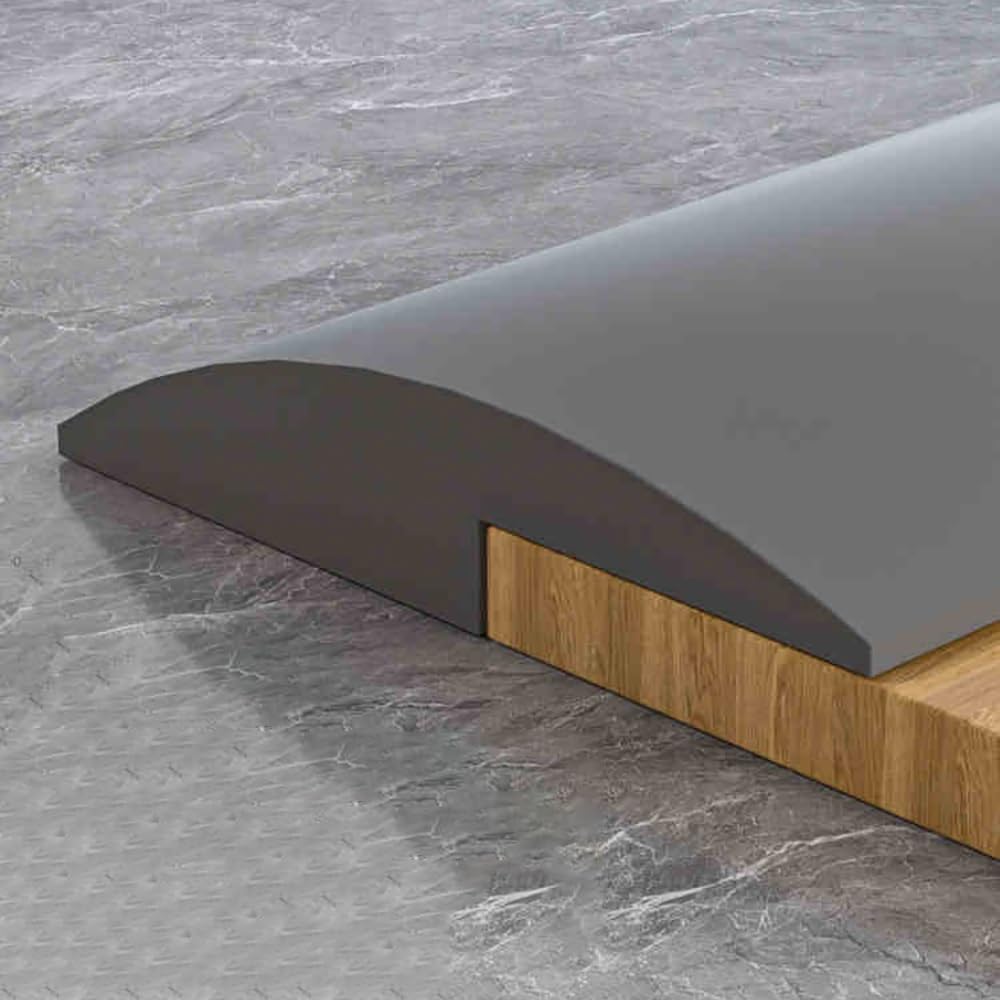 Transition Strip for Uneven Floor, Self-Adhesive Carpet to Tile Transition Edging Trim Strip, PVC Threshold Reducer Cover Height Within 5mm(Gray Woodgrain,10ft/3m)