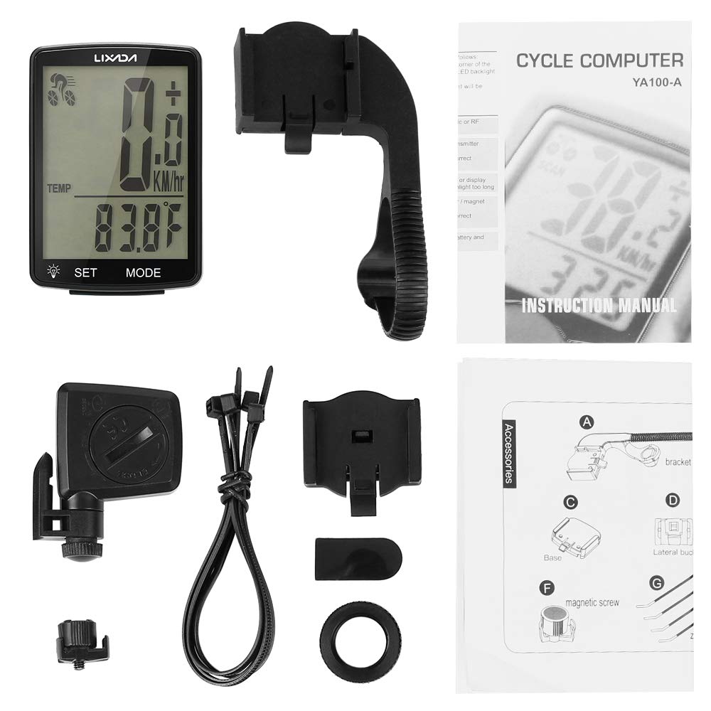 Lixada Computer da Bicicletta senza Fili Multifunzionale Schermo LCD da 2,8 Pollici Contachilometri Bici IPX6 Impermeabile Temperatura Misurabile con Staffa per il Ciclismo