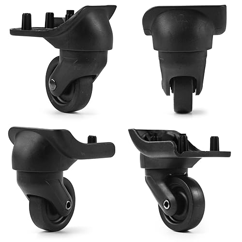 Miniatura 6 de 2 piezas de repuesto de rueda de equipaje, maleta giratoria negra resistente kit de ruedas silenciosas para reparación de bricolaje, ruedas