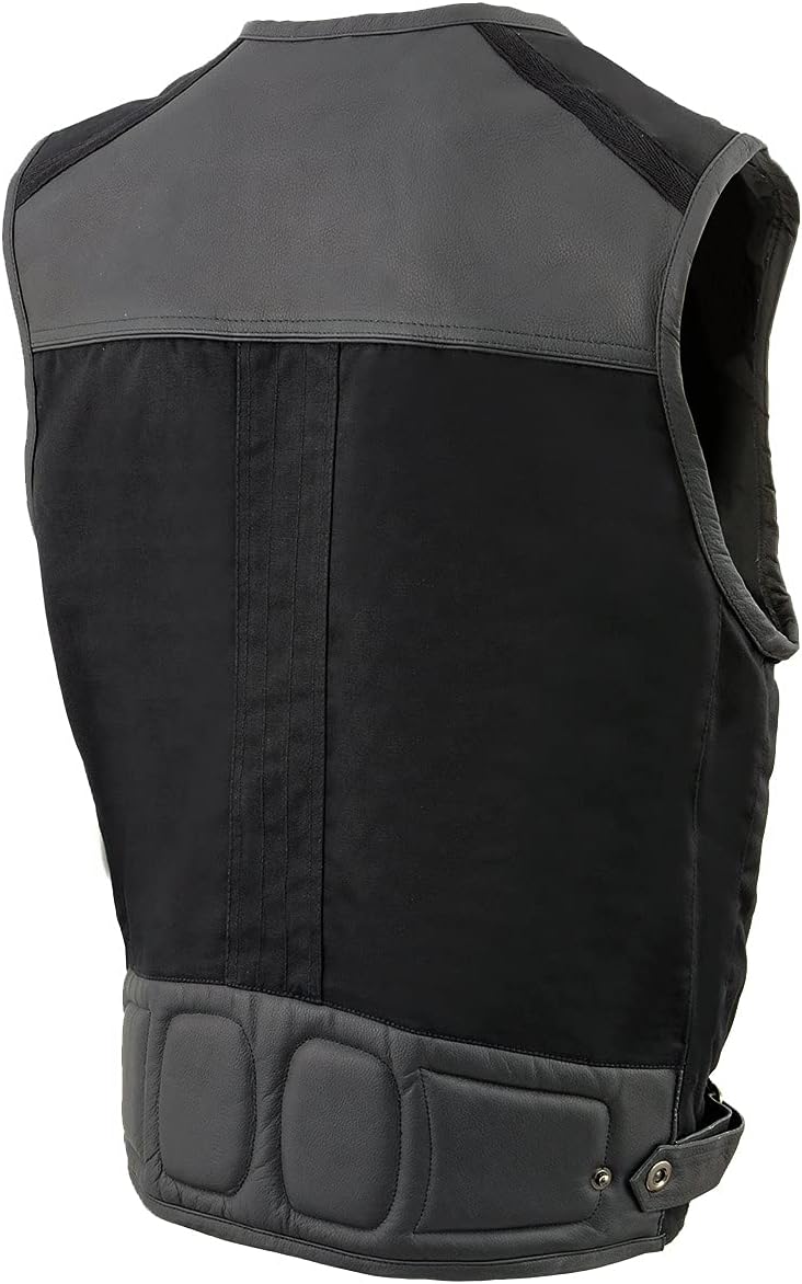 Milwaukee Leather MPM3310 Men's 'Super Utility' Black Leather and Canvas Multi-Pocket Vest