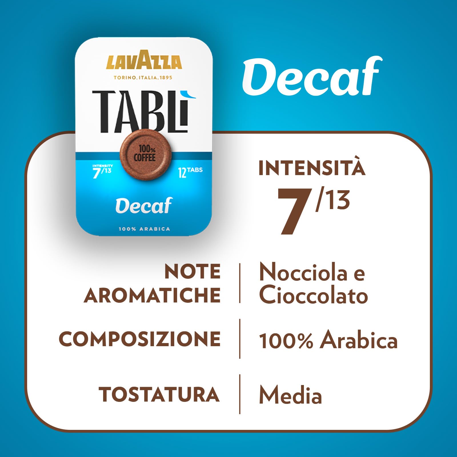 Lavazza, Tablì, Macchina Caffè Creata Esclusivamente per Tab 100% Caffè, con Variety Pack Tab 24xQualità Oro, 24xEspresso Classico, 24xEspresso Intenso, 24xDecaf, 165x330x390mm, Marrone